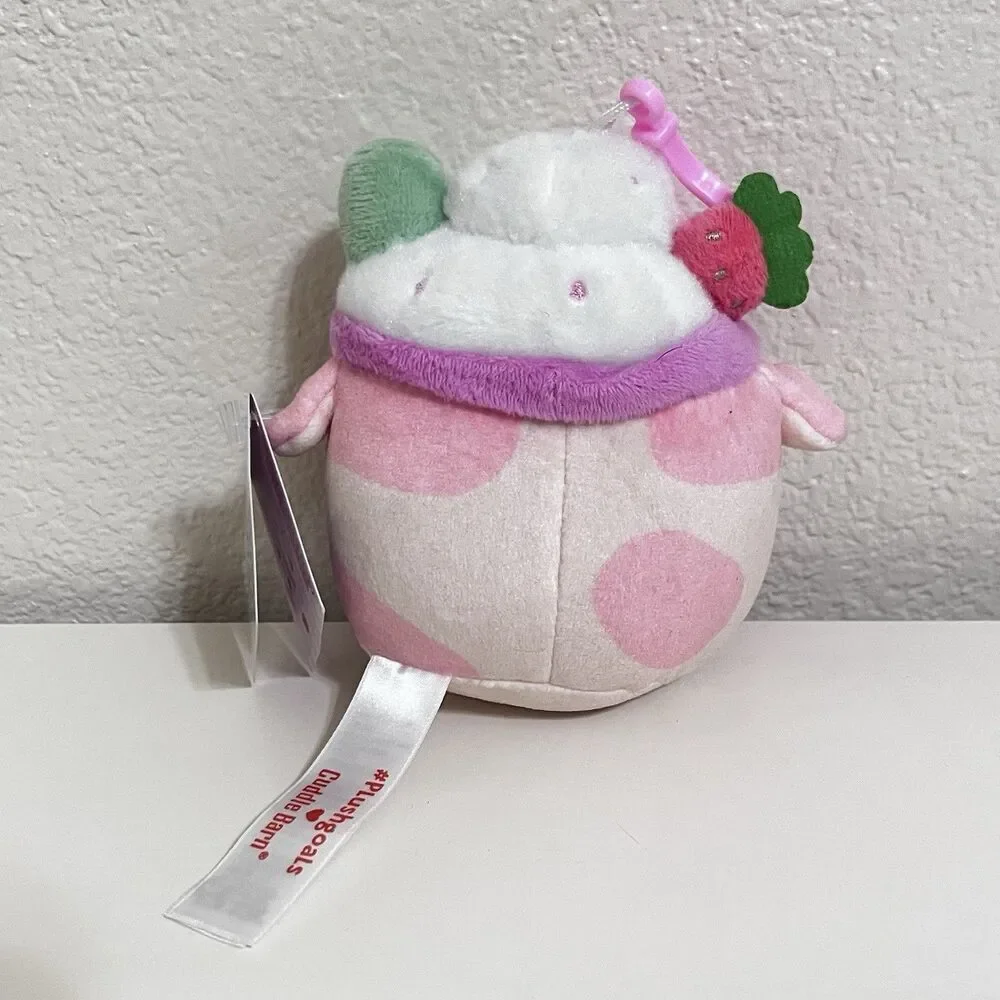 #Plush Goals By Cuddle Barn Strawberry Mooshake Cow Clip Mini Series 4.5